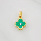 Dije Flor Esmeraldas 0.45pts Diamante 0.02pts 0.9g / 1.05cm Oro Amarillo 18K