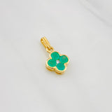 Dije Flor Esmeraldas 0.45pts Diamante 0.02pts 0.9g / 1.05cm Oro Amarillo 18K