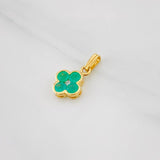 Dije Flor Esmeraldas 0.45pts Diamante 0.02pts 0.9g / 1.05cm Oro Amarillo 18K