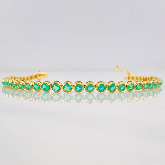Pulso Tennis Esmeraldas 0.45pts 8.4g / 18cm / 4.23mm Oro Amarillo 18K