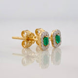 Topos Halo Cuadrado Esmeraldas 0.08pts Diamantes 0.14pts 1.05g / 4.17mm Oro Amarillo 18K