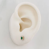 Topos Halo Cuadrado Esmeraldas 0.08pts Diamantes 0.14pts 1.05g / 4.17mm Oro Amarillo 18K