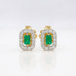 Topos Halo Cuadrado Esmeraldas 0.08pts Diamantes 0.14pts 1.05g / 4.17mm Oro Amarillo 18K