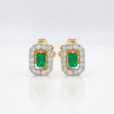 Topos Halo Cuadrado Esmeraldas 0.08pts Diamantes 0.14pts 1.05g / 4.17mm Oro Amarillo 18K