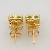 Topos Flor Esmeraldas 90pts Diamantes 0.04pts 2.85g / 7.46mm Oro Amarillo 18K
