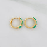 Candongas Carril Esmeraldas 0.41pts 1.45g / 1cm Oro Amarillo 18K