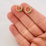 Candongas Carril Esmeraldas 0.41pts 1.45g / 1cm Oro Amarillo 18K