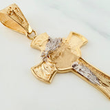Dije Cruz Rostro Cristo 5.65 g / 4.5 cm Dos Oros Amarillo Blanco 18K