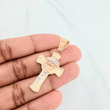 Dije Cruz Rostro Cristo 5.65 g / 4.5 cm Dos Oros Amarillo Blanco 18K