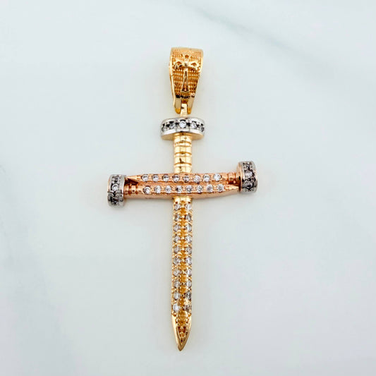 Dije Cruz Clavo 3.4 g / 4 cm Tres Oros 18K