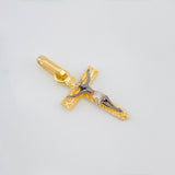 Dije Cruz Milagroso De Buga 0.95 g / 2.3 cm Tres Oros Amarillo Blanco Negro 18K