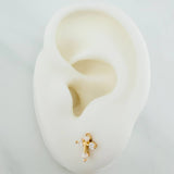 Topos Cruz Punta Destellante 0.95gr / 8mm Oro Amarillo 18K &