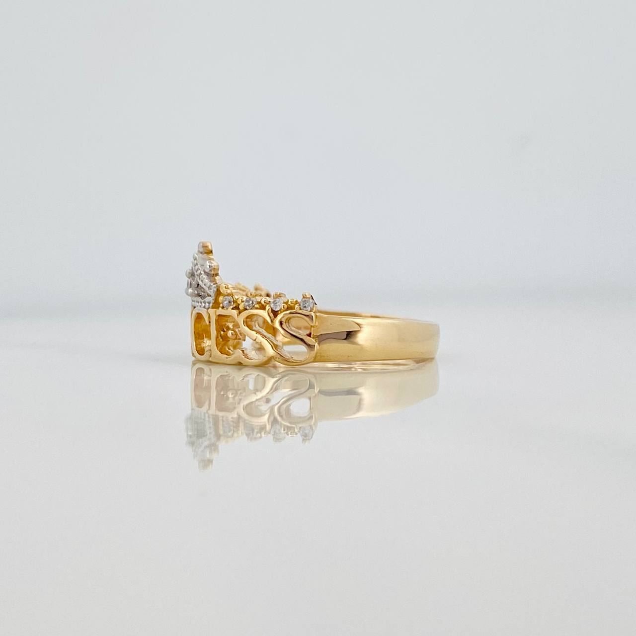 Anillo Corona Princess 3.1 g / T6 1/2 Dos Oros Amarillo Blanco 18K