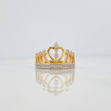 Anillo Corona Corazon 4.95 g / T6 3/4 Dos Oros Amarillo Blanco 18K
