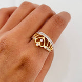 Anillo Corona Corazon 4.95 g / T6 3/4 Dos Oros Amarillo Blanco 18K