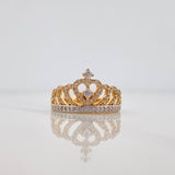 Anillo Corona Corazon 3.45 g / T6 3/4 Dos Oros Amarillo Blanco 18K