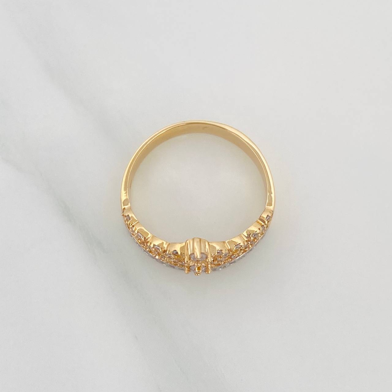 Anillo Corona Corazon 3.45 g / T6 3/4 Dos Oros Amarillo Blanco 18K