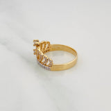 Anillo Corona Corazon 3.45 g / T6 3/4 Dos Oros Amarillo Blanco 18K