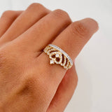 Anillo Corona Corazon 3.45 g / T6 3/4 Dos Oros Amarillo Blanco 18K