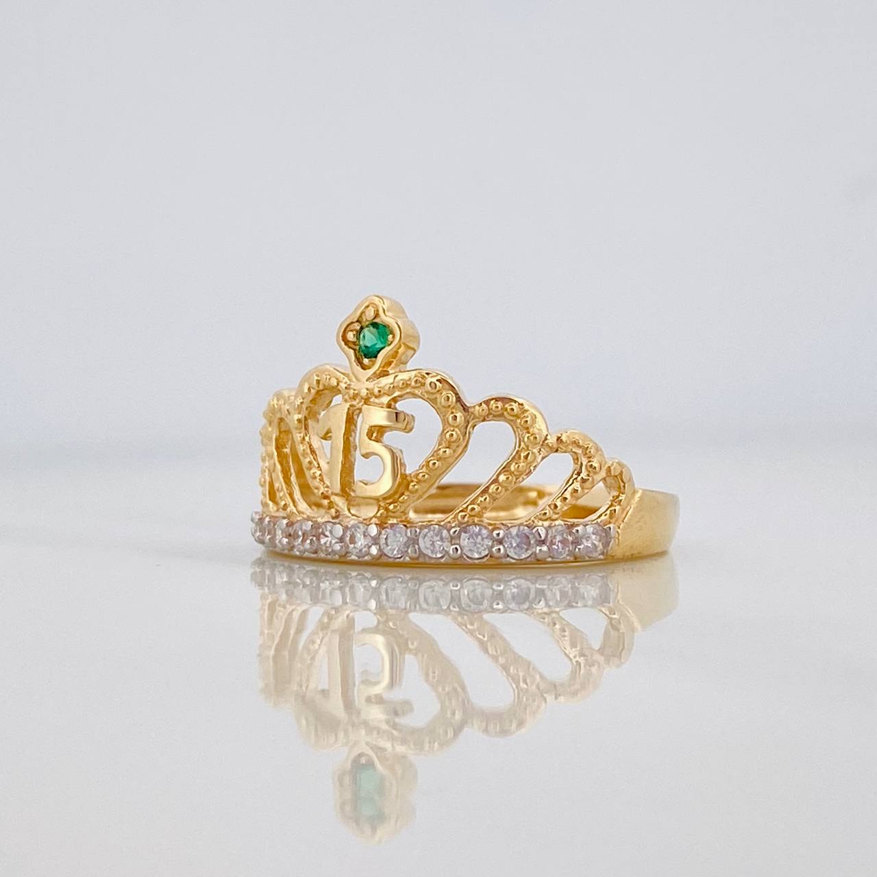 Anillo Corona Corazon 15S 3.55 g / T7 1/4 18K