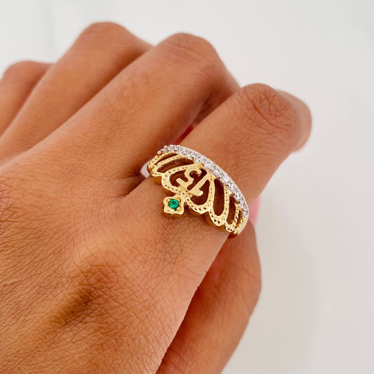 Anillo Corona Corazon 15S 3.55 g / T7 1/4 18K
