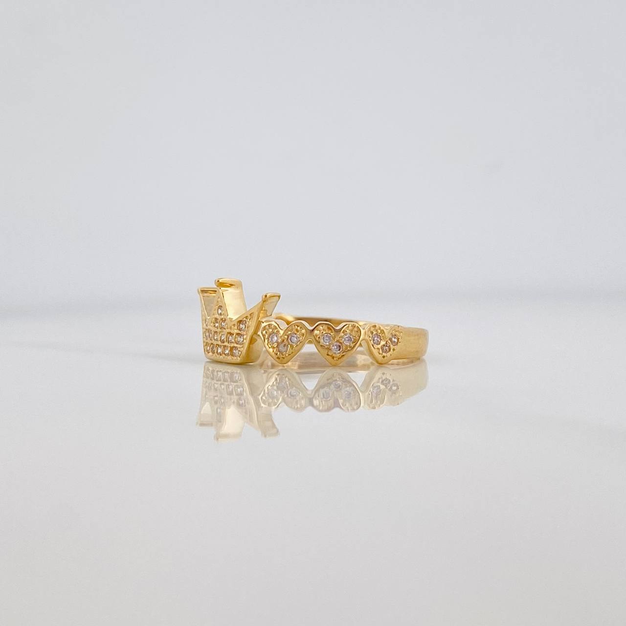 Anillo Corona Corazones 2.8g / T8 Oro Amarillo 18K