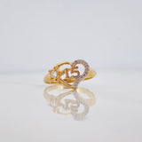 Anillo Corazon Y Estrella 15S 2.75 g / T6 Dos Oros Amarillo Blanco 18K
