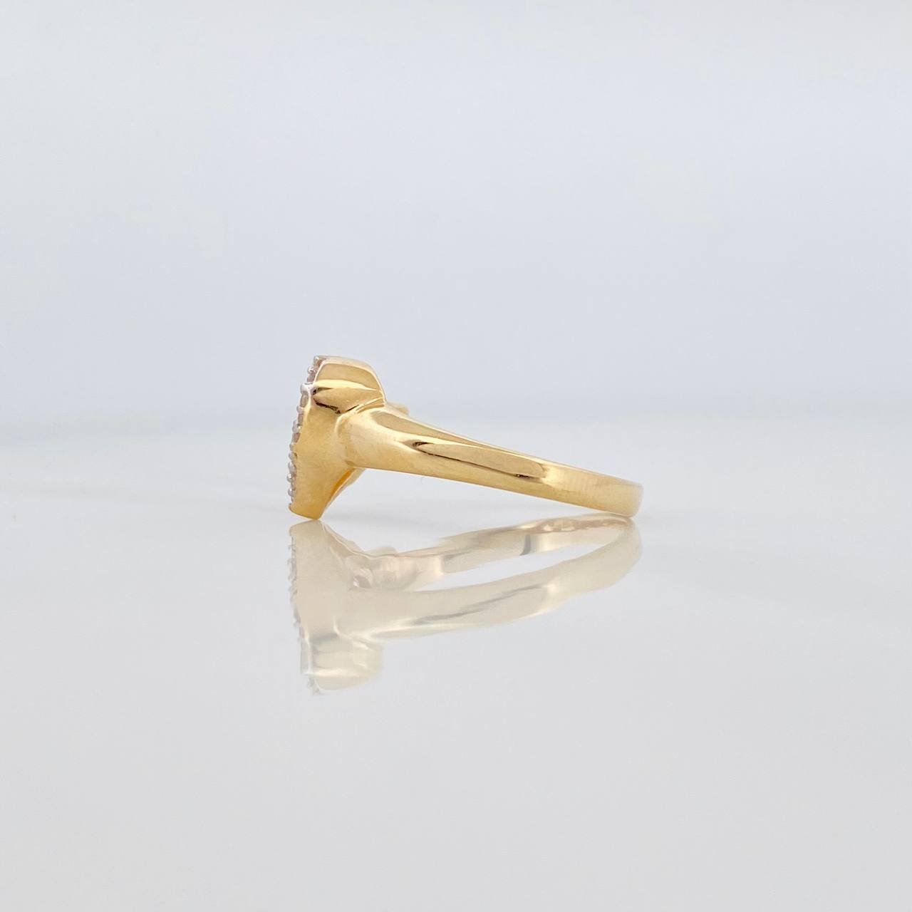 Anillo Corazon Y Estrella 15S 2.75 g / T6 Dos Oros Amarillo Blanco 18K