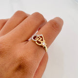 Anillo Corazon Y Estrella 15S 2.75 g / T6 Dos Oros Amarillo Blanco 18K