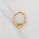 Anillo Solitario Doble Linea Incrustada 3.15 g / T6 1/2 Dos Oros Amarillo Blanco 18K