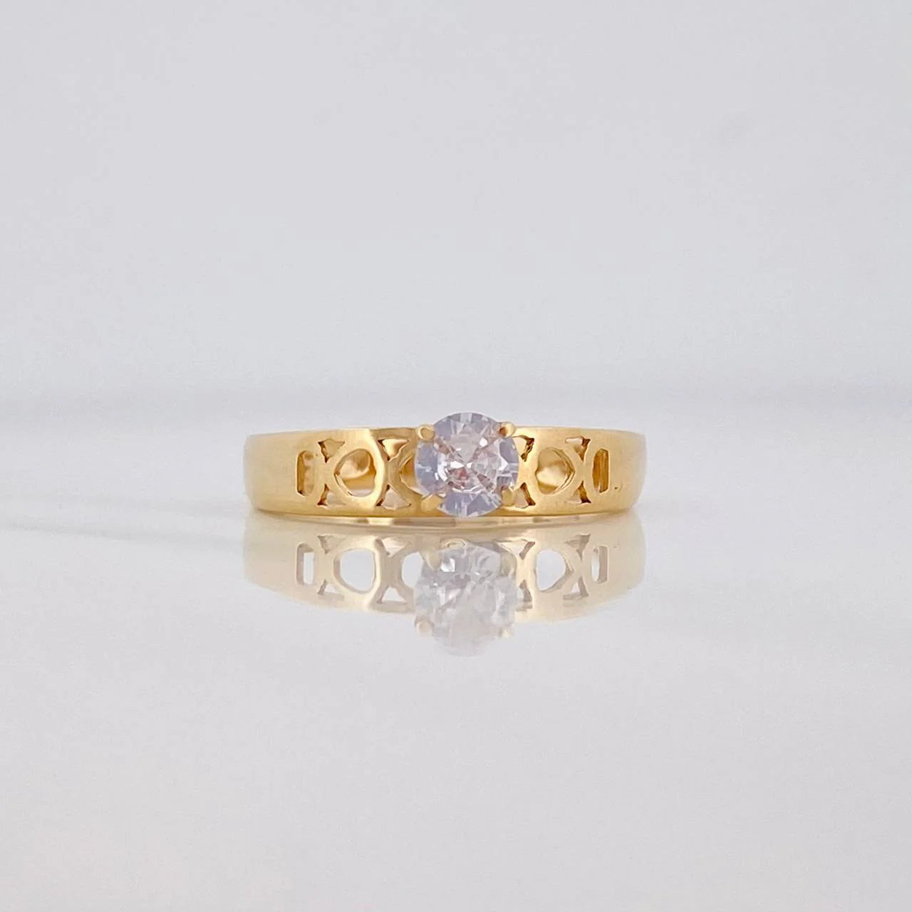 Anillo Banda Corazones 1.8g / T6 1/4 Dos Oros Amarillo Blanco 18K