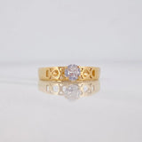 Anillo Banda Corazones 1.8g / T6 1/4 Dos Oros Amarillo Blanco 18K