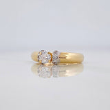 Anillo Solitario 2.6 g / T5 3/4 Dos Oros Amarillo Blanco 18K