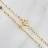 Tobillera Aro Seguido Bolas Diamantadas 1.75g / 25cm / 1.18mm Tres Oros 18K
