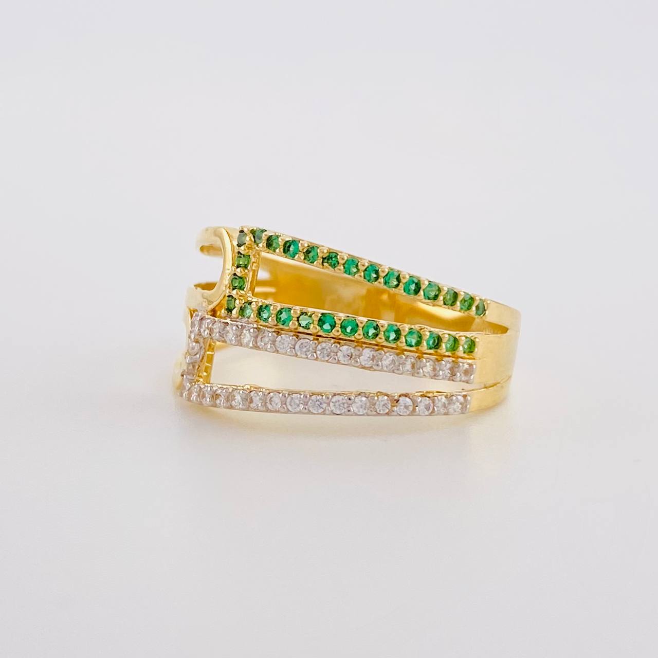 Anillo Lineas Entrelazadas 3.4g / T7 3/4 Oro Amarillo 18K