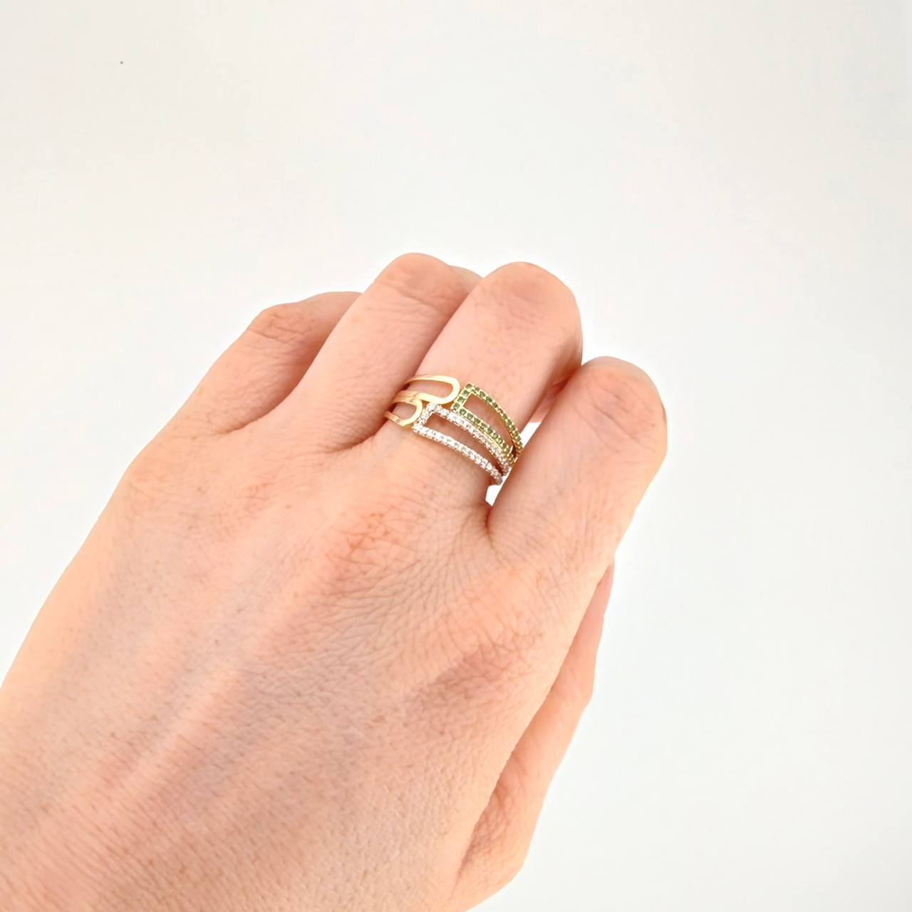 Anillo Lineas Entrelazadas 3.4g / T7 3/4 Oro Amarillo 18K