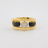 Anillo Bolas de Fuego 9.45g / T9 3/4 Dos Oros Amarillo Blanco 18K