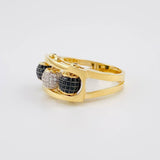 Anillo Bolas de Fuego 9.45g / T9 3/4 Dos Oros Amarillo Blanco 18K