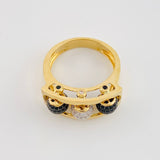 Anillo Bolas de Fuego 9.45g / T9 3/4 Dos Oros Amarillo Blanco 18K