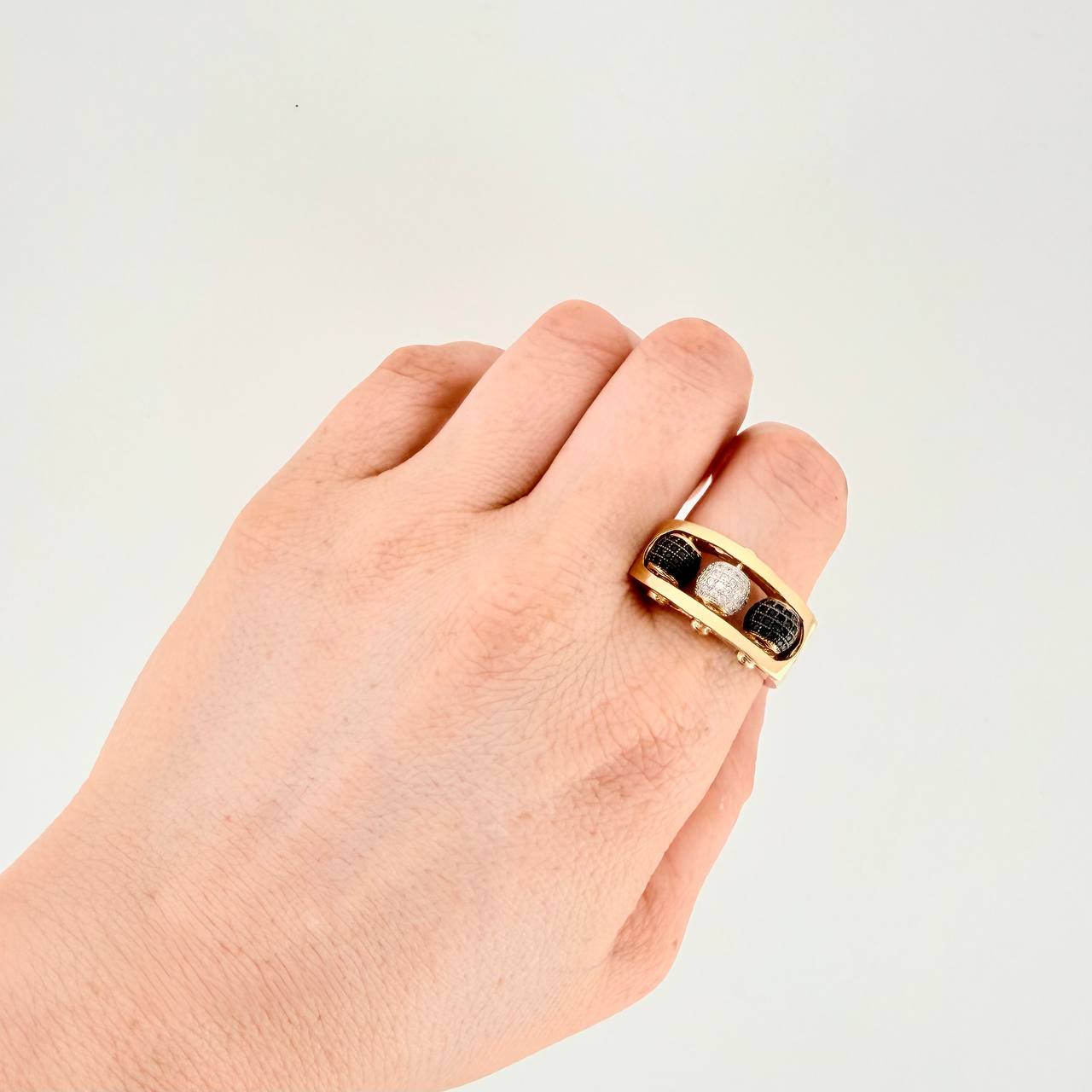 Anillo Bolas de Fuego 9.45g / T9 3/4 Dos Oros Amarillo Blanco 18K
