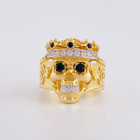 Anillo Calavera 15.05g / T9 1/4 Dos Oros Amarillo Blanco 18K