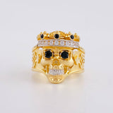 Anillo Calavera 15.05g / T9 1/4 Dos Oros Amarillo Blanco 18K