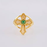 Anillo Cruz Bordeada Central 3.4g / T6 1/4 Oro Amarillo 18K