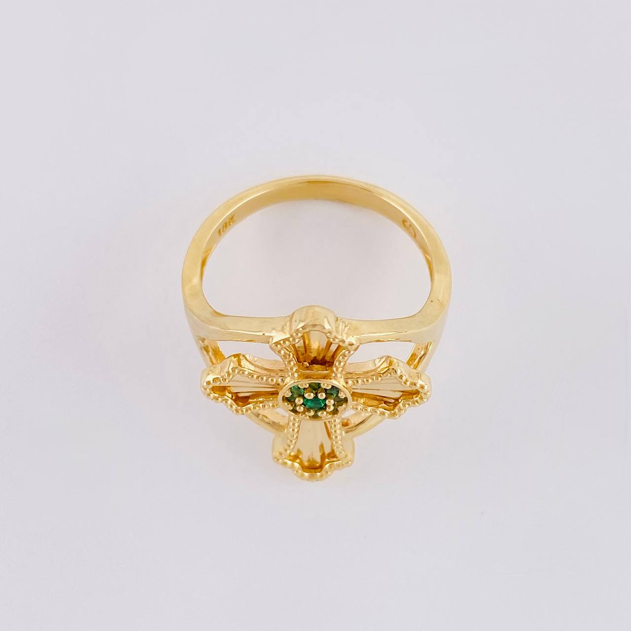 Anillo Cruz Bordeada Central 3.4g / T6 1/4 Oro Amarillo 18K