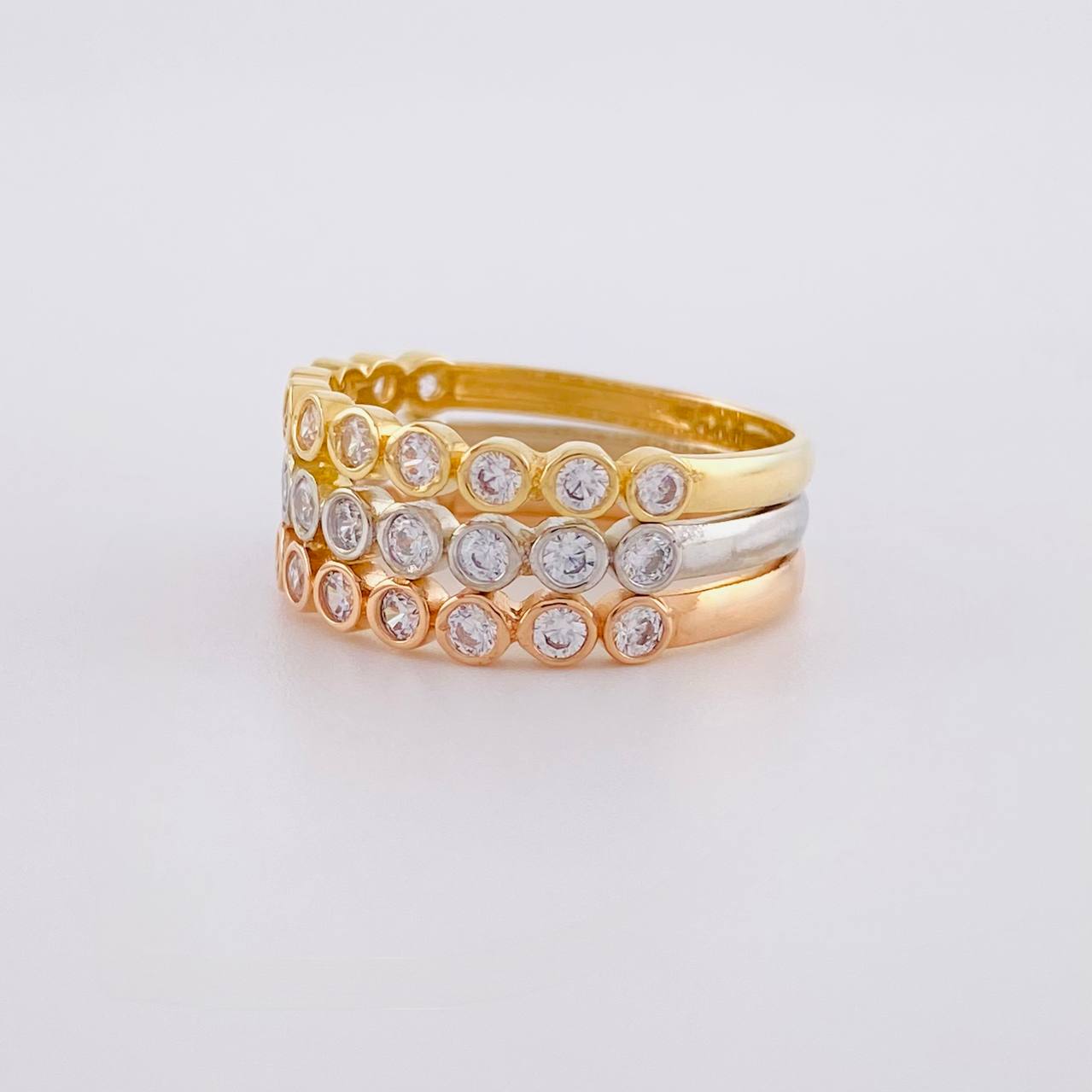 Anillo Triple Linea Circular 5.4g / T7 3/4 Tres Oros 18K