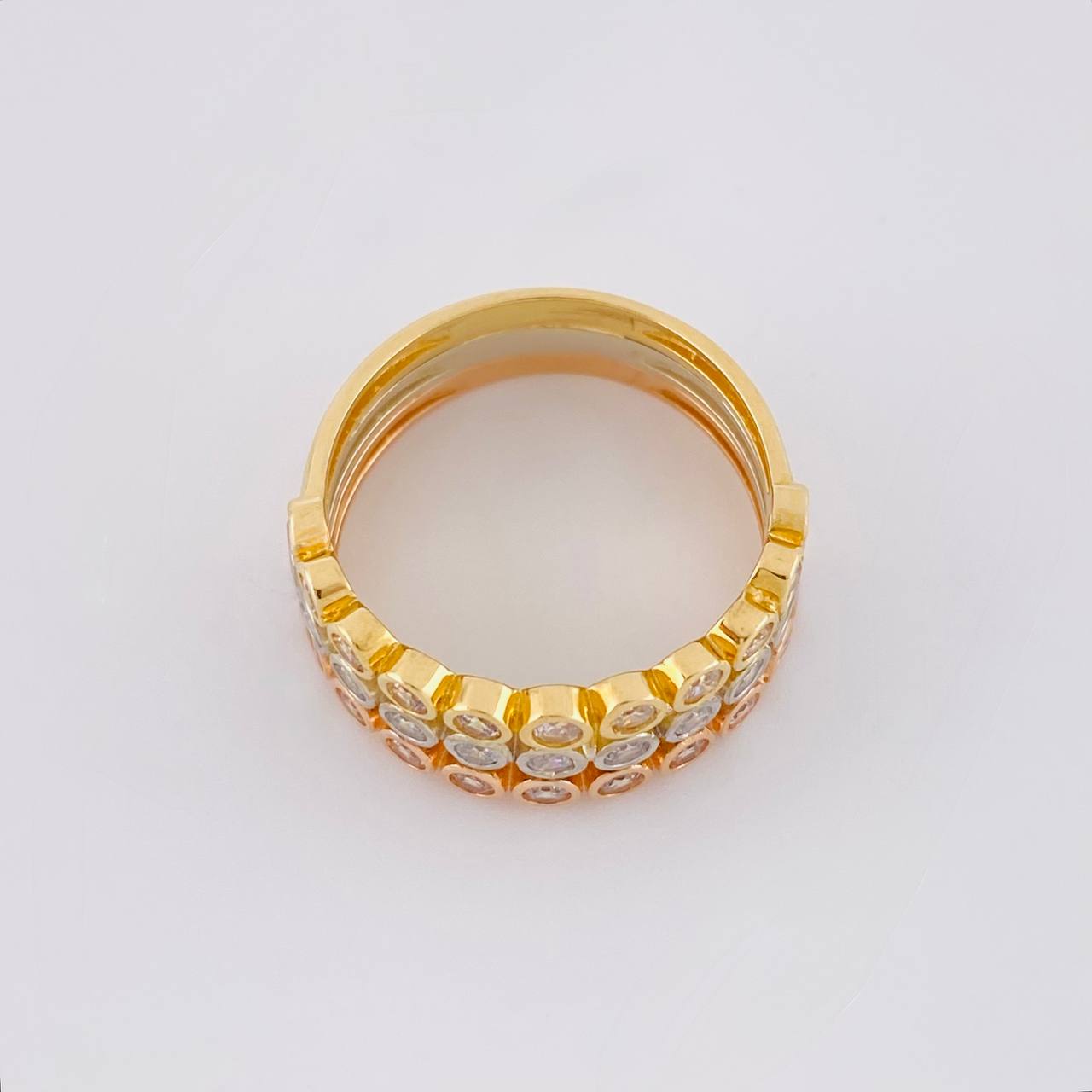 Anillo Triple Linea Circular 5.4g / T7 3/4 Tres Oros 18K