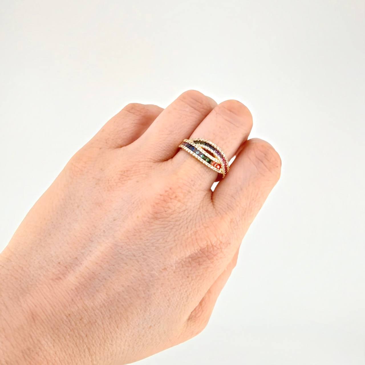 Anillo Carril Cruzado 4.15g / T7 3/4 Oro Amarillo 18K