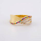 Anillo Olas Perpendiculares 3.55g / T7 Oro Amarillo 18K