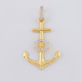Dije Ancla Timón Móvil 4.75g / 5.7cm Dos Oros Amarillo Blanco 18K