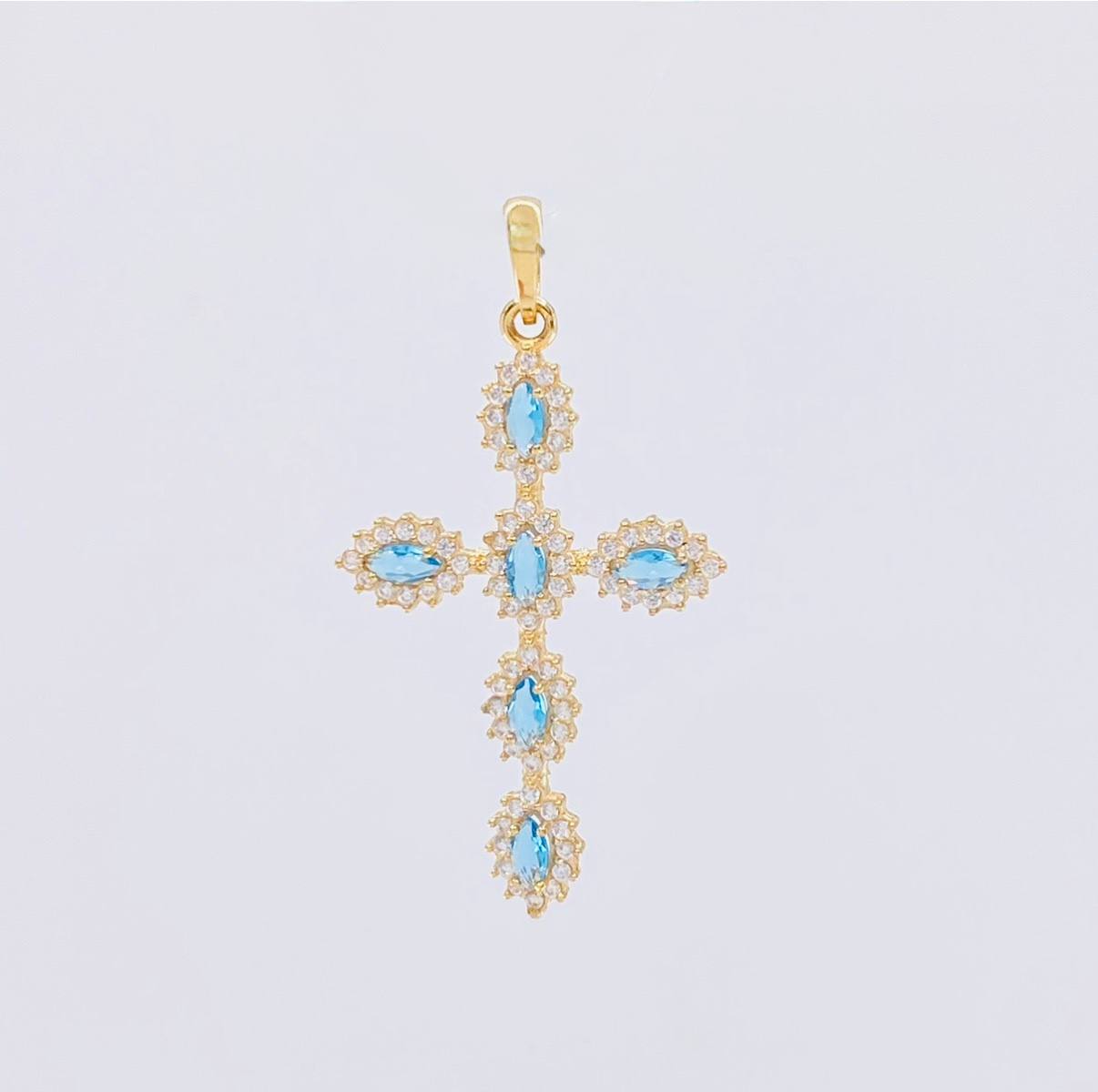 Dije Cruz Tupida Ovalada 1.75g / 3.8cm Oro Amarillo 18K